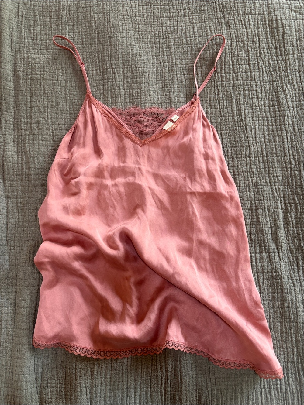 Anthropologie Silk and Lace Trim Camisole in Dusty Rose